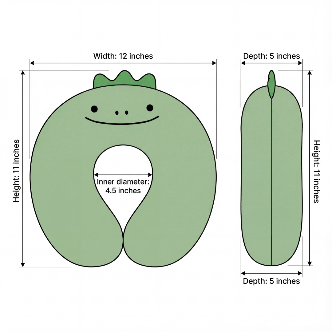 DinoComfort 2-in-1 Travel Neck Pillow with Matching Eye Mask - Soft Velvet