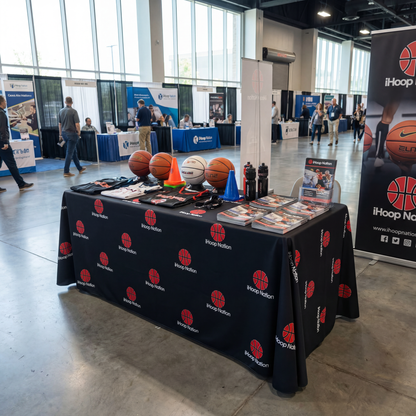 Custom Branded Woven Fabric Tablecloth - Fits 4ft/6ft Tables (Wrinkle-Resistant)
