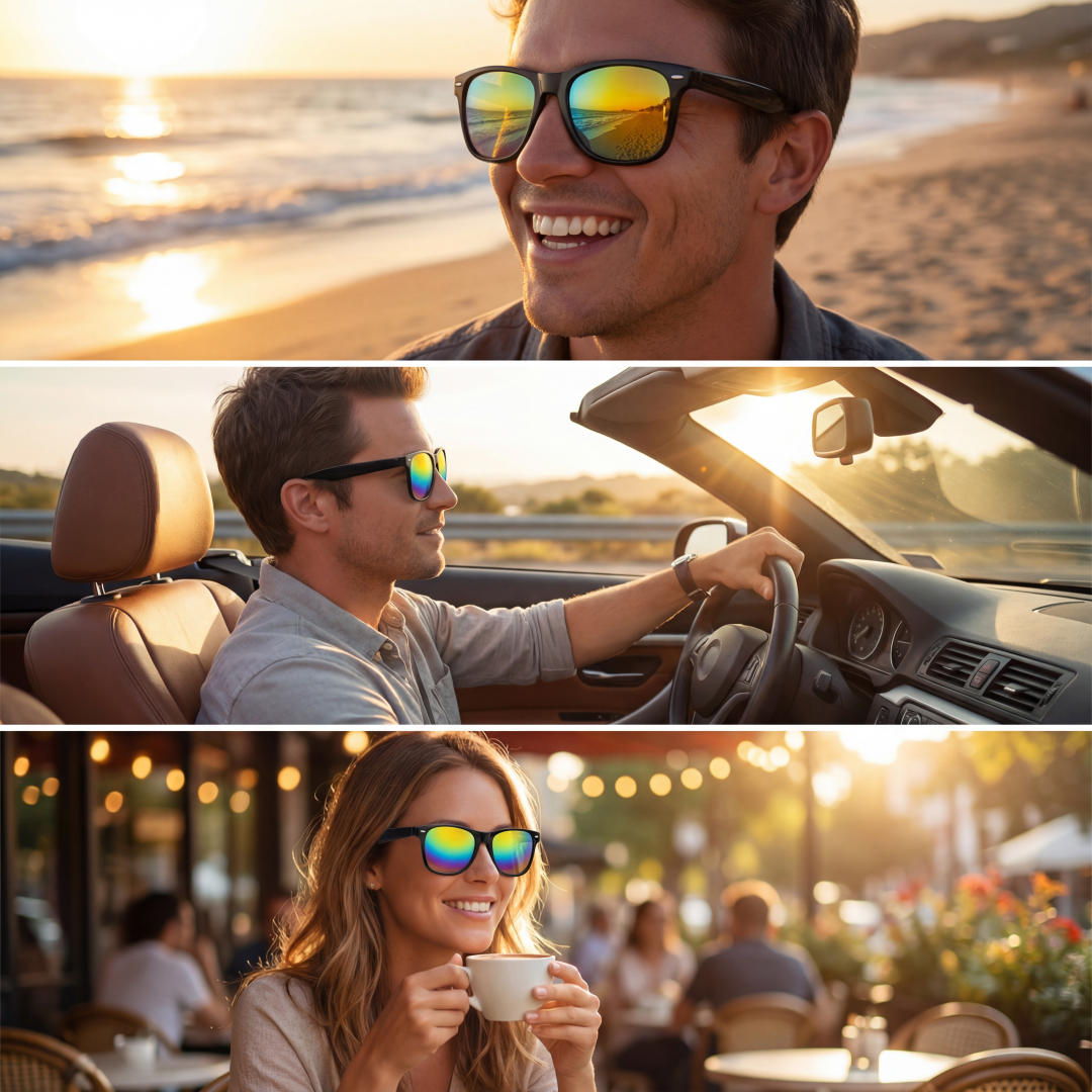 Classic Wayfarer Rainbow Mirrored Sunglasses - UV400 Protection