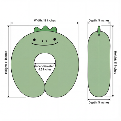 DinoComfort 2-in-1 Travel Neck Pillow with Matching Eye Mask - Soft Velvet