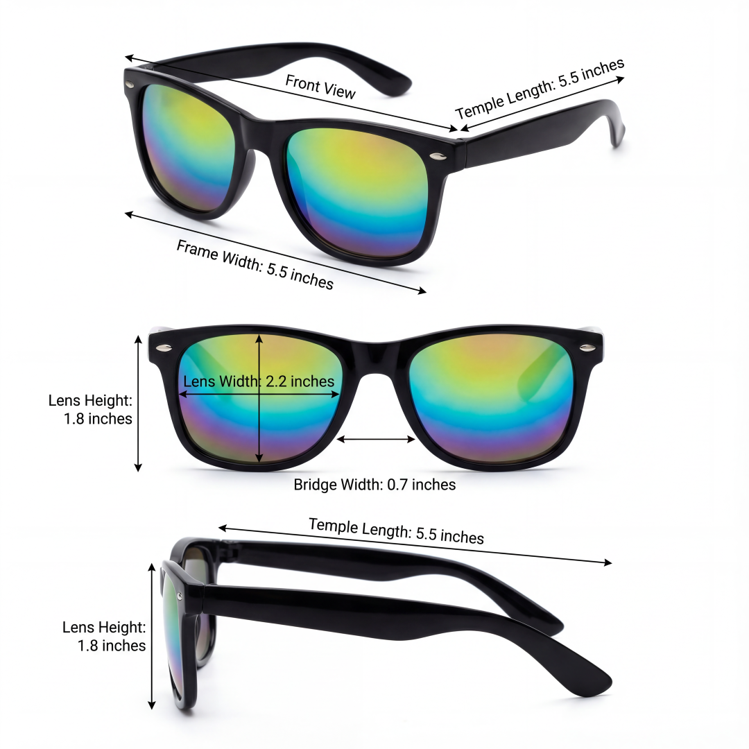 Classic Wayfarer Rainbow Mirrored Sunglasses - UV400 Protection