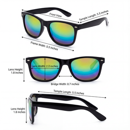 Classic Wayfarer Rainbow Mirrored Sunglasses - UV400 Protection